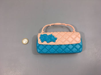 Petit sac à main plastique turquoise/rose pâle