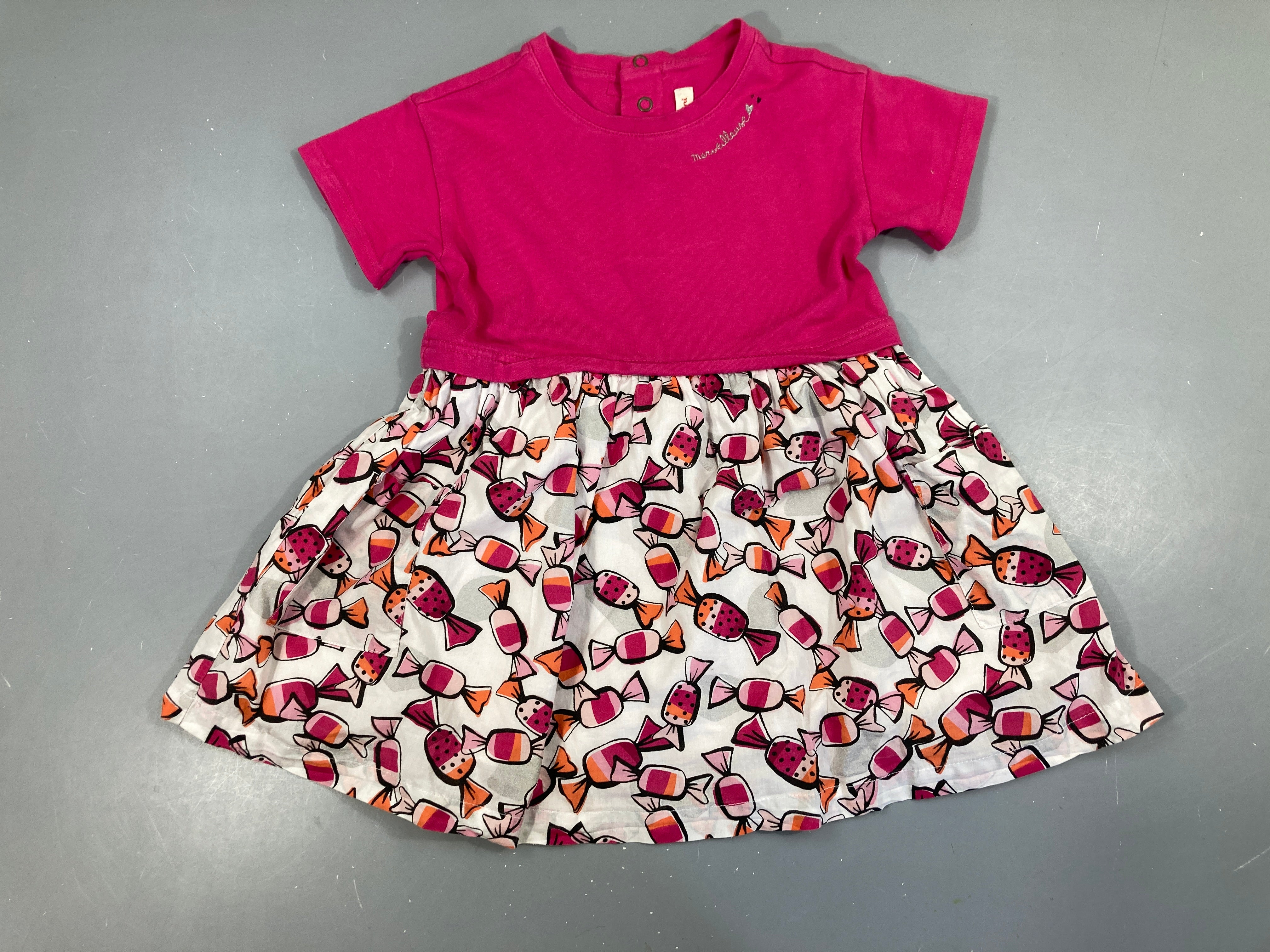 Robe m.c molleton rose bas coton blanc bonbons