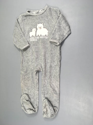 Pyjama velours gris Ours blancs, moins cher chez Petit Kiwi