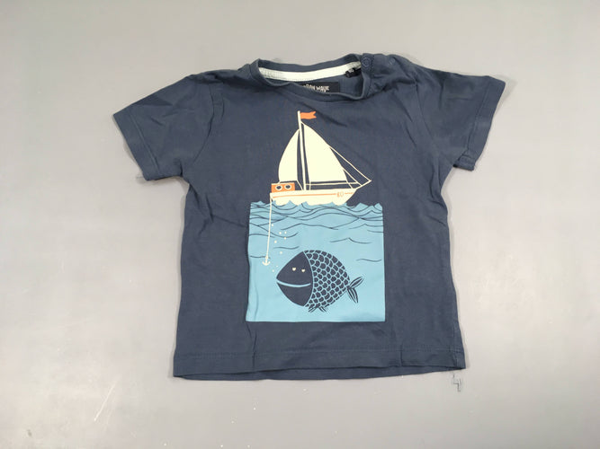 T-shirt m.c bleu bateau, moins cher chez Petit Kiwi