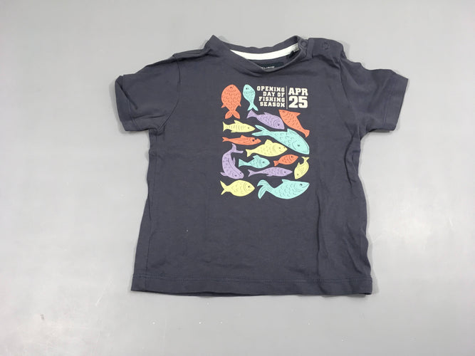 T-shirt m.c bleu gris poissons, moins cher chez Petit Kiwi