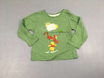 T-shirt m.l vert Winnie-Tigrou-Légèrement bouloché