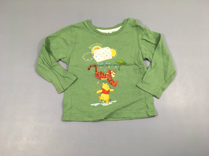 T-shirt m.l vert Winnie-Tigrou-Légèrement bouloché, moins cher chez Petit Kiwi