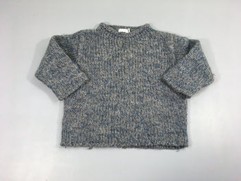 Pull mailles gris-bleu-bouloché 70% Acr.ylique 30% Laine