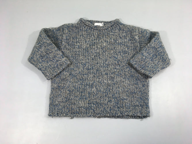 Pull mailles gris-bleu-bouloché 70% Acr.ylique 30% Laine, moins cher chez Petit Kiwi