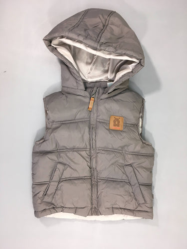 Bodywarmer à capuche gris rhino, moins cher chez Petit Kiwi