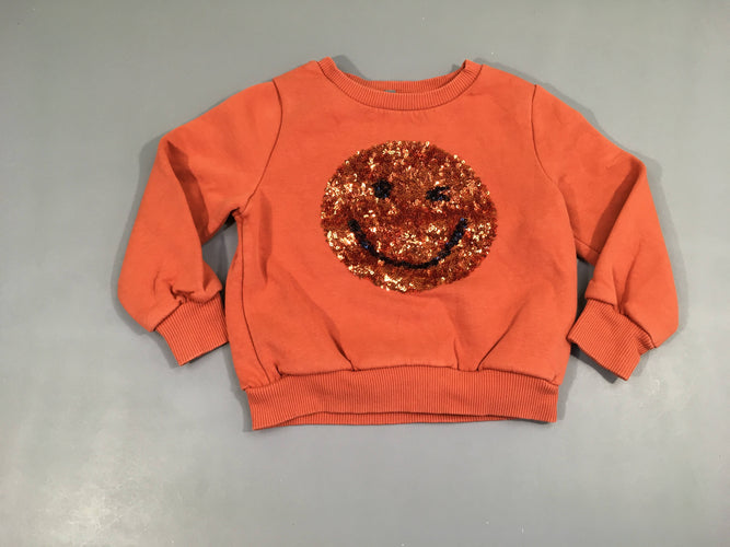 Sweat orange s.miley sequins réversibles, moins cher chez Petit Kiwi