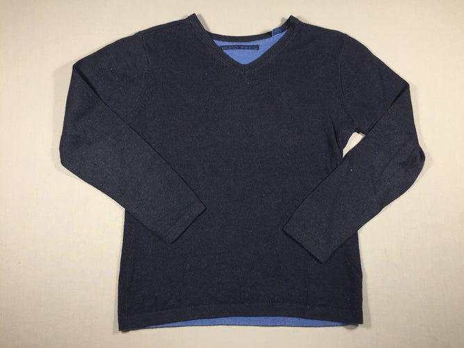 Pull bleu marine col V, moins cher chez Petit Kiwi