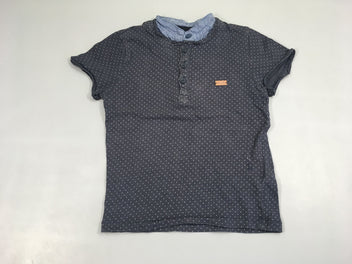 T-shirt m.c bleu pois effet superposé denim