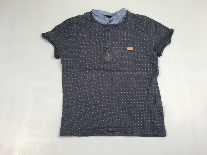 T-shirt m.c bleu pois effet superposé denim, moins cher chez Petit Kiwi