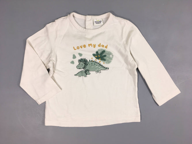 T-shirt m.l blanc dino, moins cher chez Petit Kiwi