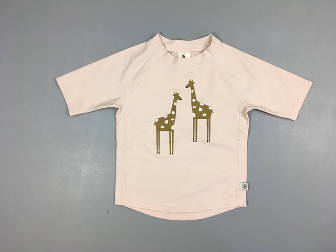 T-shirt m.c anti-uv rose clair girafe prote.ct UV 60, moins cher chez Petit Kiwi