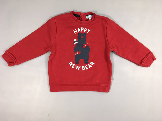 Sweat rouge Happy, moins cher chez Petit Kiwi