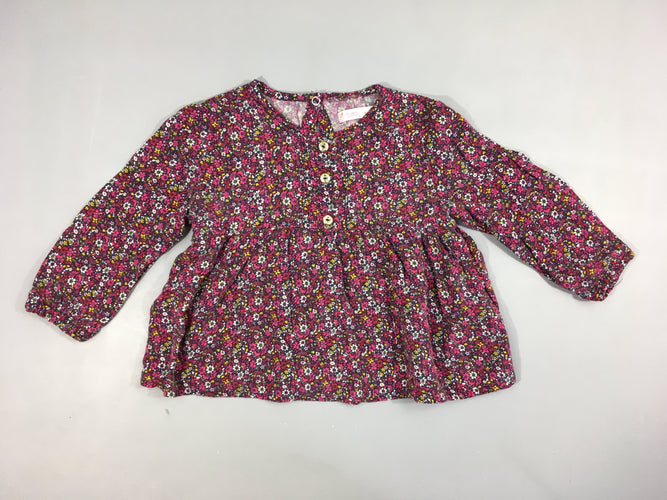 Blouse ml mauve fleurs, moins cher chez Petit Kiwi