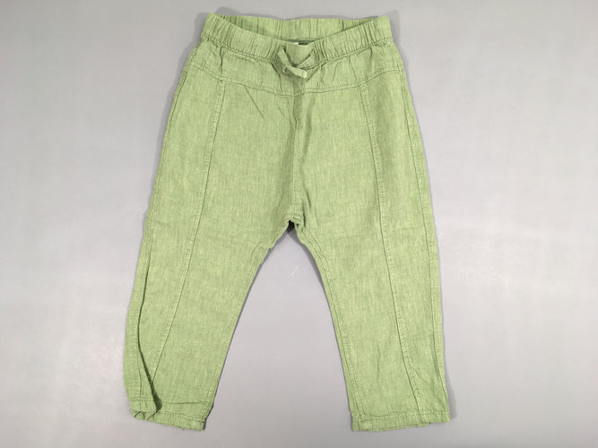 Pantalon léger 54% lin vert, moins cher chez Petit Kiwi