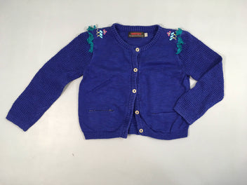 Gilet bleu flammé broderies