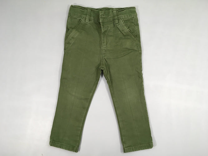 Pantalon chino vert doublé jersey, moins cher chez Petit Kiwi