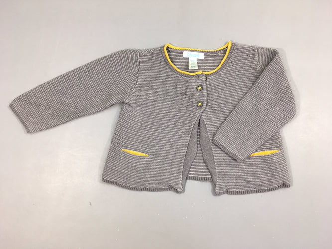 Gilet gris rayé/jaune, moins cher chez Petit Kiwi