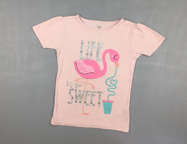 T-shirt m.c rose pâle life flamand rose, moins cher chez Petit Kiwi