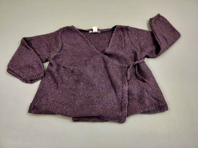 Gilet cache-coeur en  tricot mauve, légèrement bouloché., moins cher chez Petit Kiwi