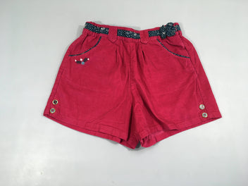 Short velours côtelé fuchsia côtelé boutons bleus dorés