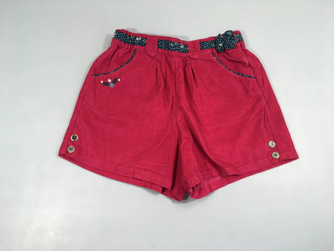 Short velours côtelé fuchsia côtelé boutons bleus dorés, moins cher chez Petit Kiwi