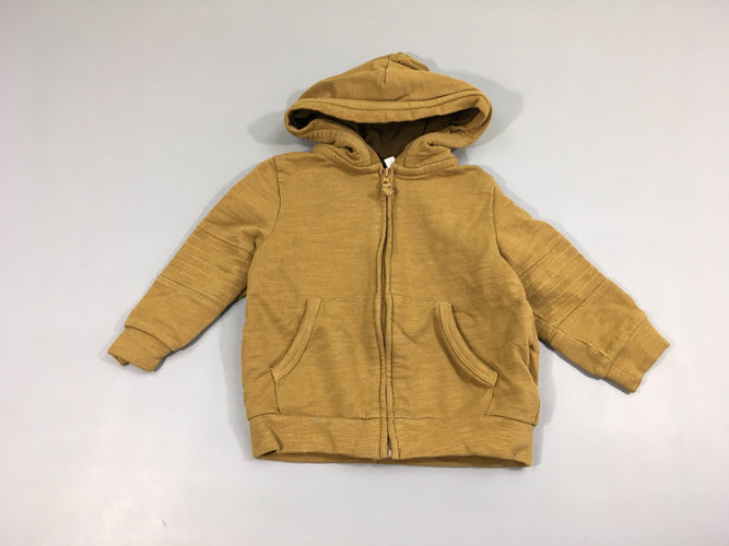 Sweat zippé à capuche ocre flammé, moins cher chez Petit Kiwi