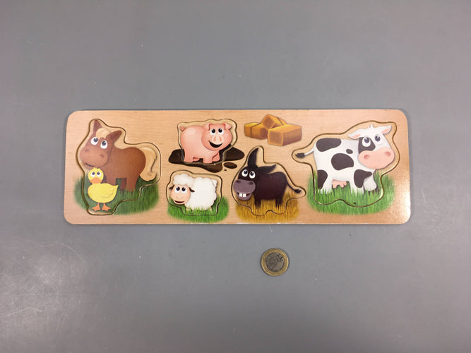 Planche puzzle en bois ferme 29,5-9,5cm, moins cher chez Petit Kiwi