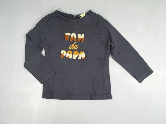 T-shirt m.l bleu marine Papa relief, bouloché, moins cher chez Petit Kiwi