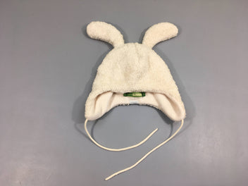 Bonnet à oreilles peluche écru doublé polar 47cm