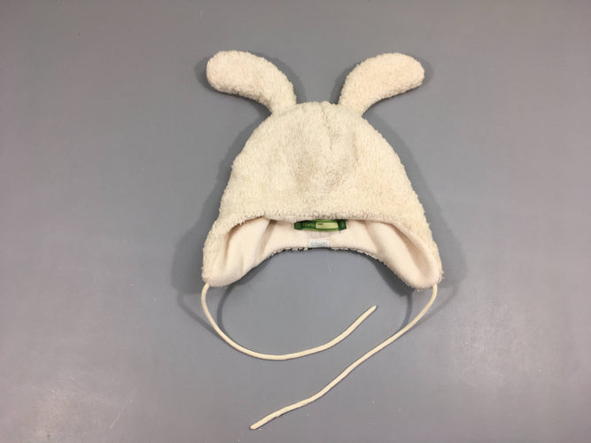 Bonnet à oreilles peluche écru doublé polar 47cm, moins cher chez Petit Kiwi