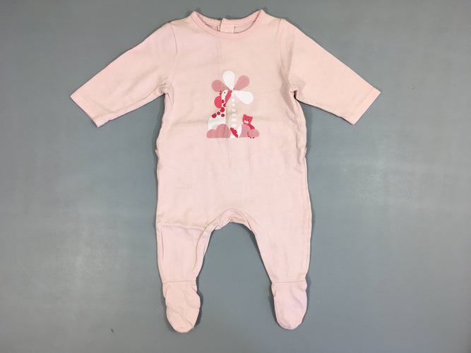 Pyjama jersey rose fleur, moins cher chez Petit Kiwi