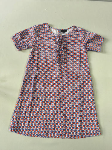 Robe m.c coton blanche motifs géométriques bleu/rouge, moins cher chez Petit Kiwi