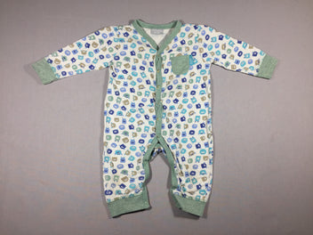 Pyjama jersey sans pied - blanc + petits monstres