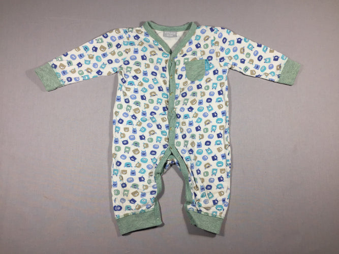 Pyjama jersey sans pied - blanc + petits monstres, moins cher chez Petit Kiwi