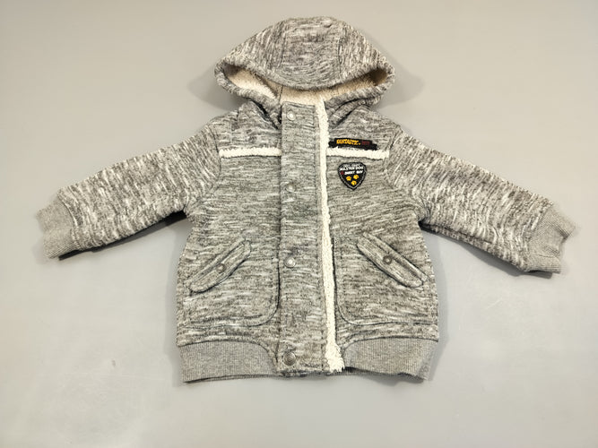 Gilet veste zippée à capuche, gris flammé  " Fantastic", intérieur moutonné, moins cher chez Petit Kiwi