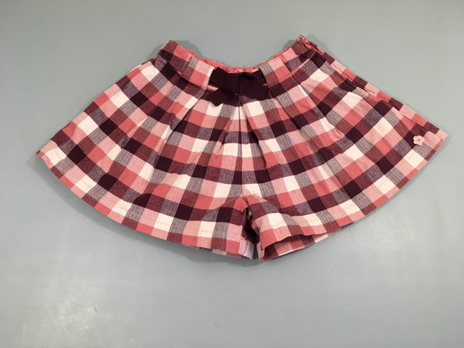 Short flanelle à carreaux rose mauve Noeud, moins cher chez Petit Kiwi