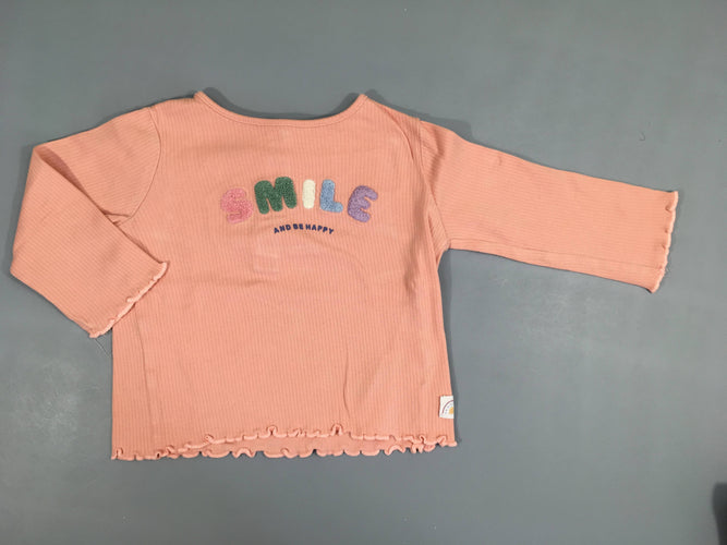 T-shirt m.l rose Smile côtes, moins cher chez Petit Kiwi