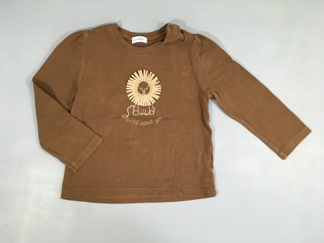 T-shirt m.l brun lion relief strass, moins cher chez Petit Kiwi