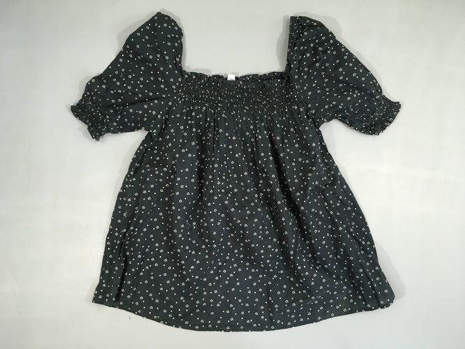 Blouse m.c noire motifs blanc s.moks haut, moins cher chez Petit Kiwi