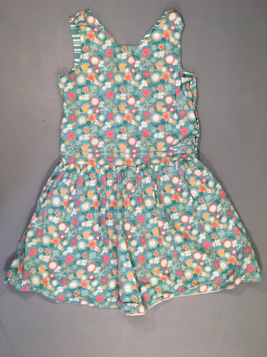 Robe réversible bleue fleurie/bleue lignée blanc, moins cher chez Petit Kiwi