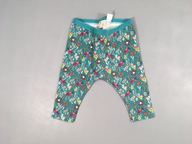 Legging texturé bleu fleuri, moins cher chez Petit Kiwi