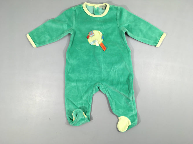 Pyjama velours vert rond vert clair (petite tache sur le rond), moins cher chez Petit Kiwi