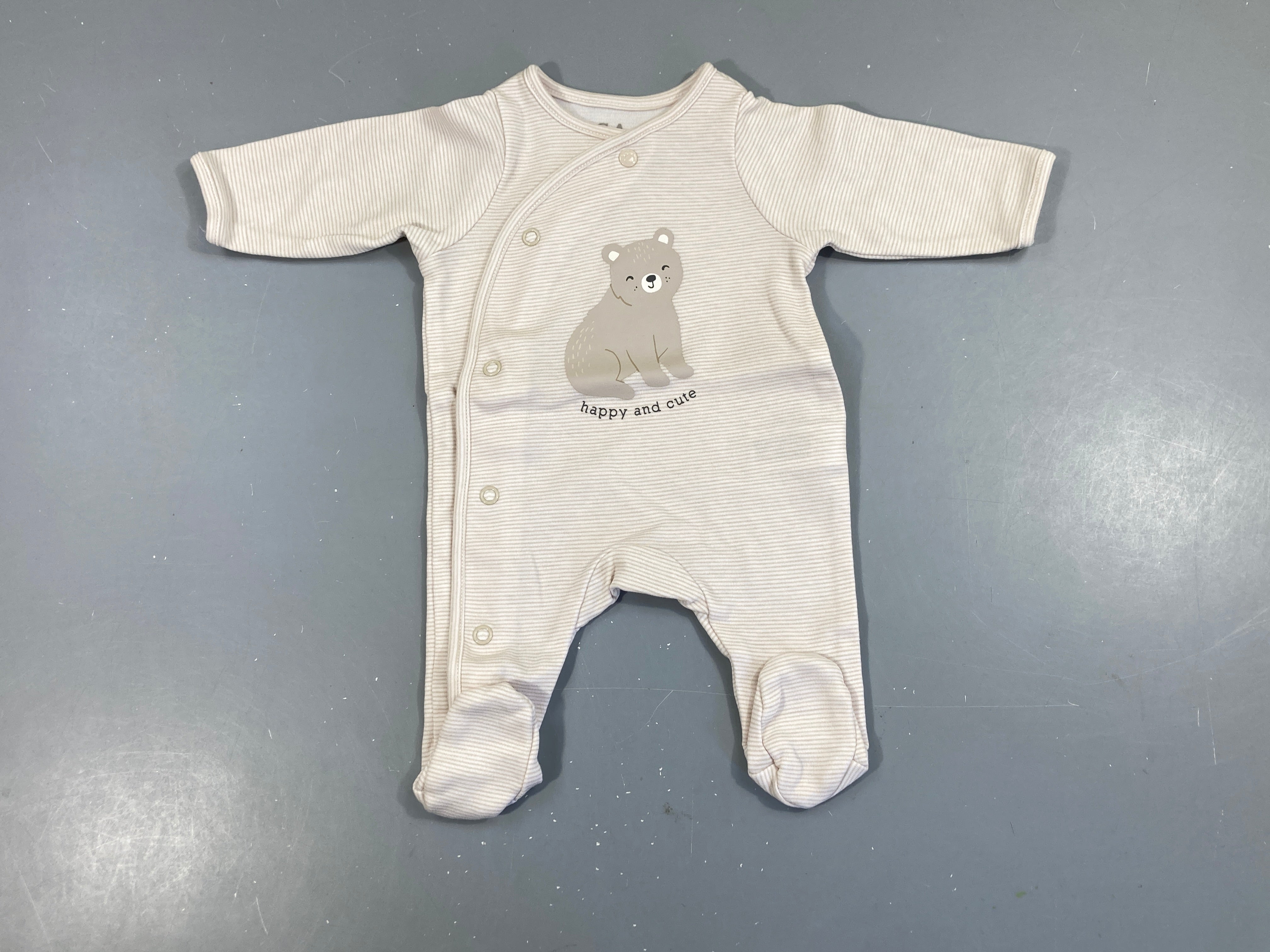 Pyjama jersey beige rayé ourson 50cm