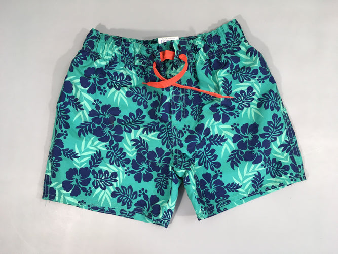 Maillot short bleu fleurs, moins cher chez Petit Kiwi