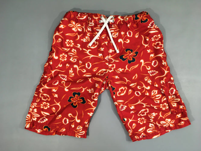 Maillot short rouge fleurs, moins cher chez Petit Kiwi