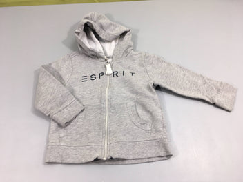 Sweat zippé  à capuche gris clair esprit