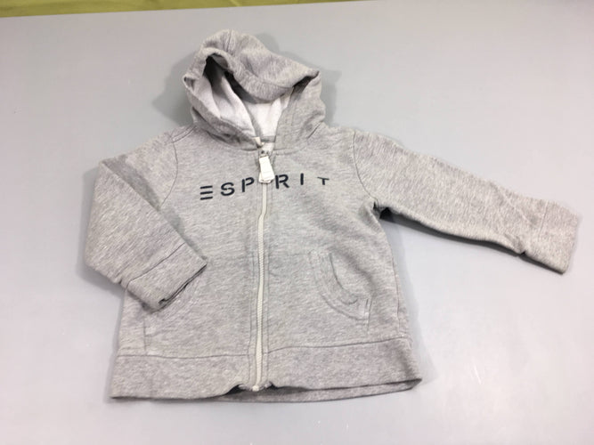 Sweat zippé  à capuche gris clair esprit, moins cher chez Petit Kiwi