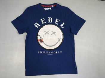 T-shirt m.c bleu Smiley sequins réversibles