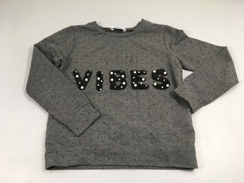 Sweat gris foncé à pois noir , good vibes